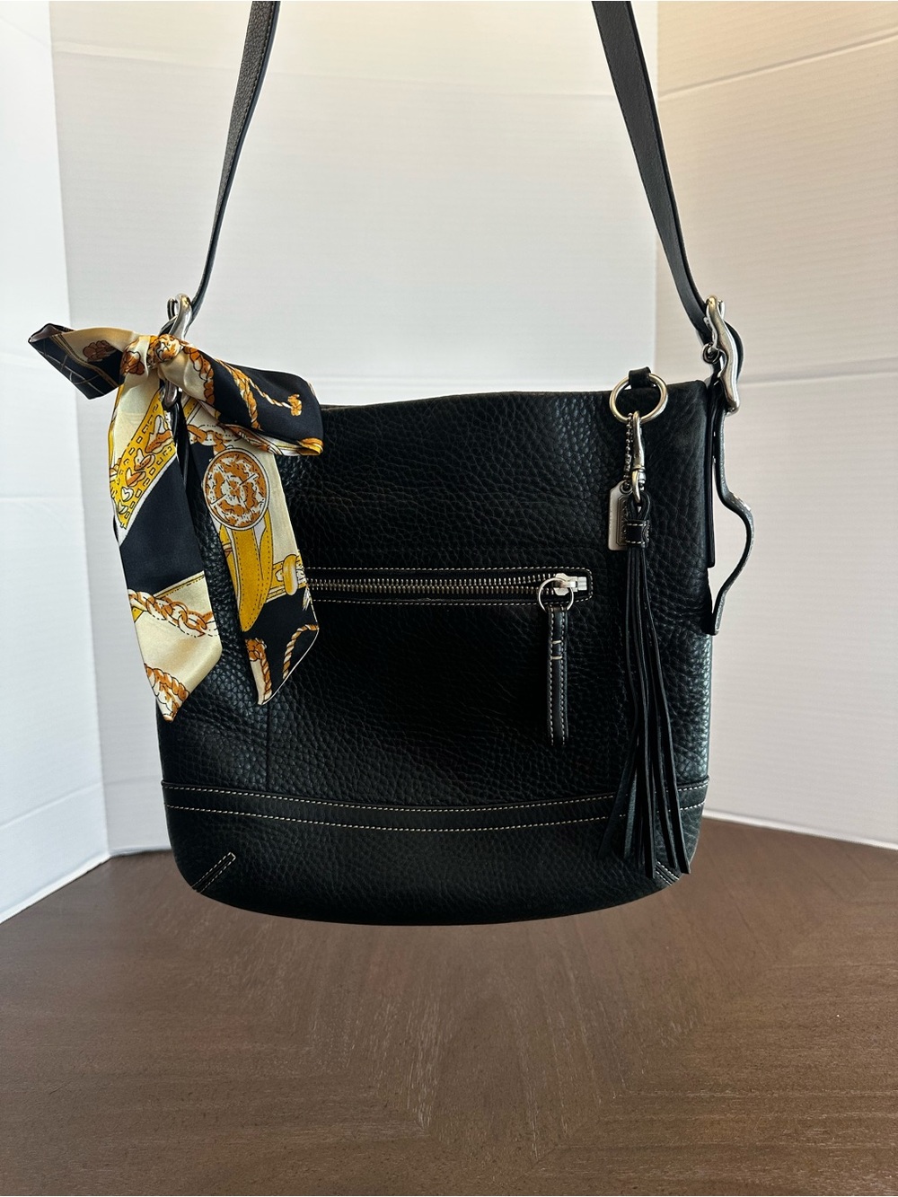 Coach Black Pebbled Leather Hobo Shoulder Bag